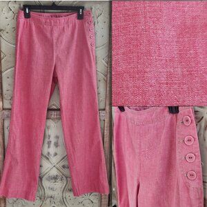 J. Jill Pink Chambray Cotton Chinos with Side Button Detail | Size 6